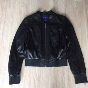 Jimmy Choo Black Leather Bomber Jacket